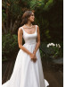 Scoop Neck Ivory Satin Simple Wedding Dress Scoop Neck Ivory Satin Simple Wedding Dress